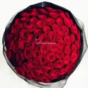 100 red roses bouquet — Hundred Percent Love oversized luxury round arrangement
