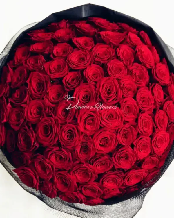 100 red roses bouquet — Hundred Percent Love oversized luxury round arrangement