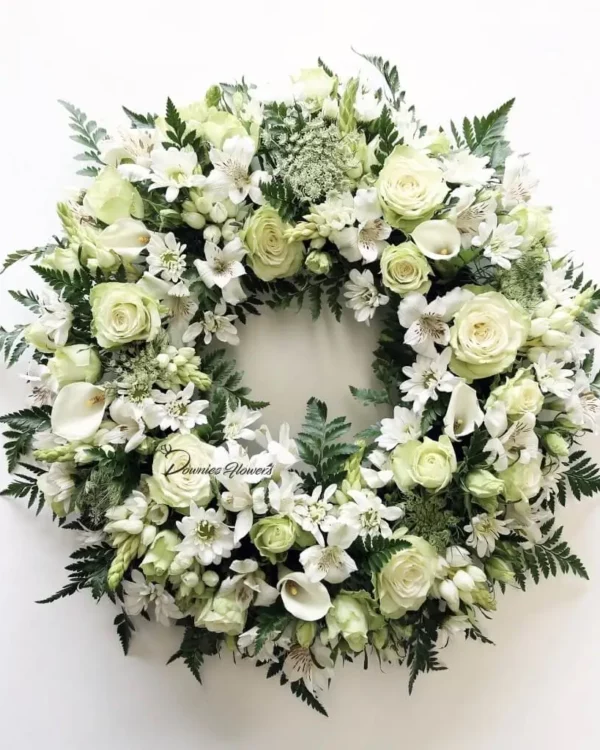 Sympathy Wreath, beautiful floral tribute, available in five sizes, handcrafted by Christchurch florist.