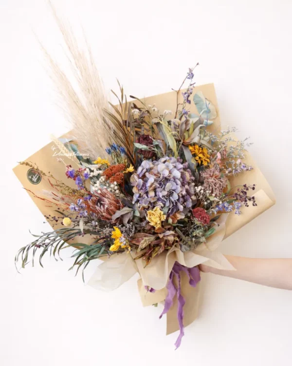 Dried Flower Bouquet – Assorted, florist choice dried flowers in mixed colours, Christchurch delivery available