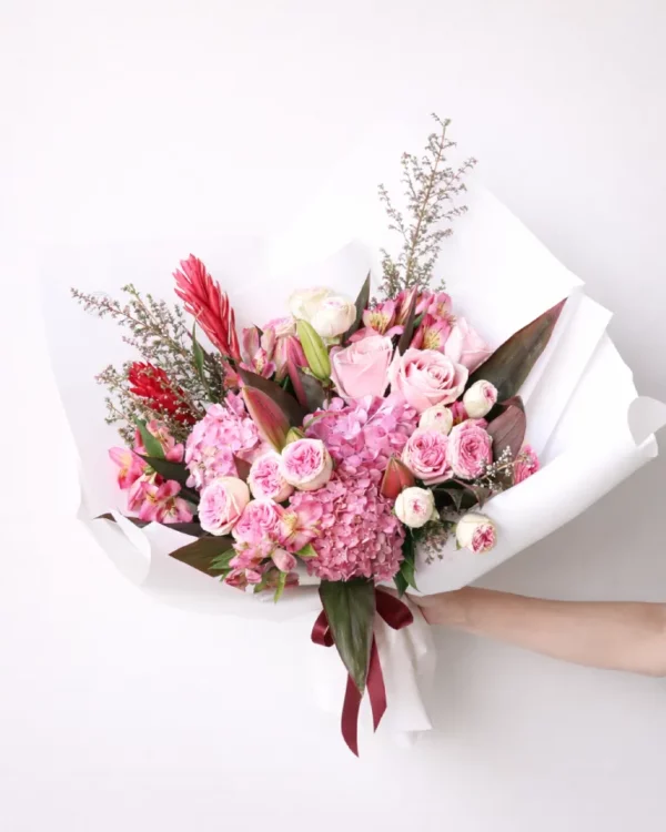 Pinking of You Mother’s Day pink bouquet with soft seasonal flowers